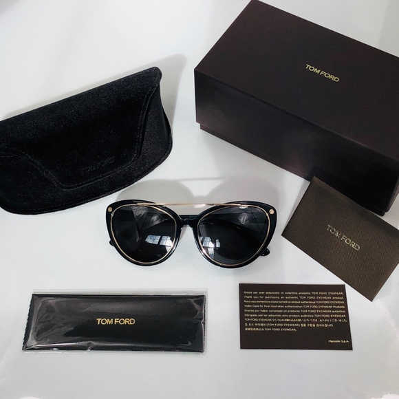 New TOM FORD Editha Black Cat Eye Sunglasses - Picture 3 of 16